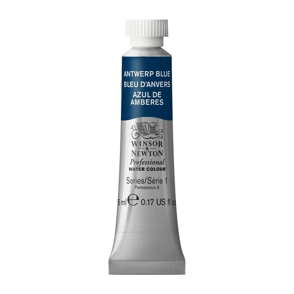 Winsor & Newton Acuarela Professional en Tubo 5 ml, Varios Colores - Tubo de 1.7 onzas - 5 ml - Azul (Antwerp Blue - 010)