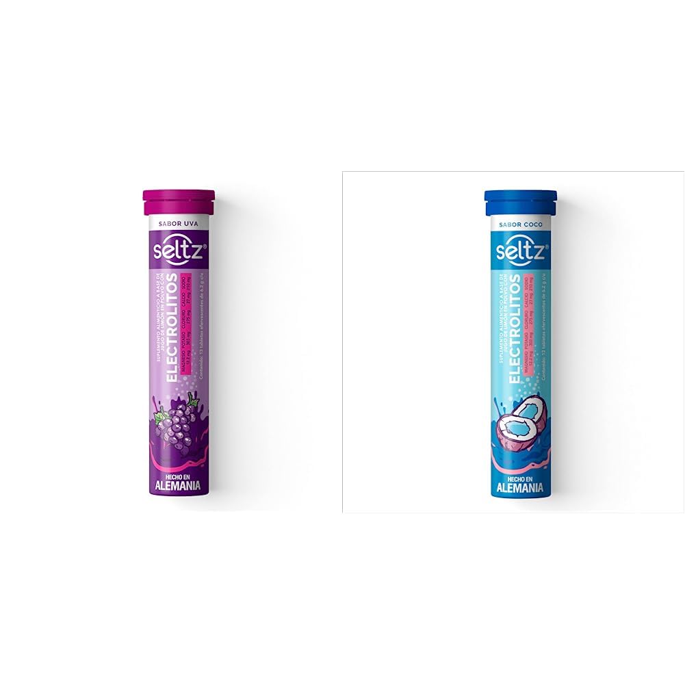 Seltz Tabletas Efervescentes de Electrolitos, Sabores Variados - Uva + Coco - 2