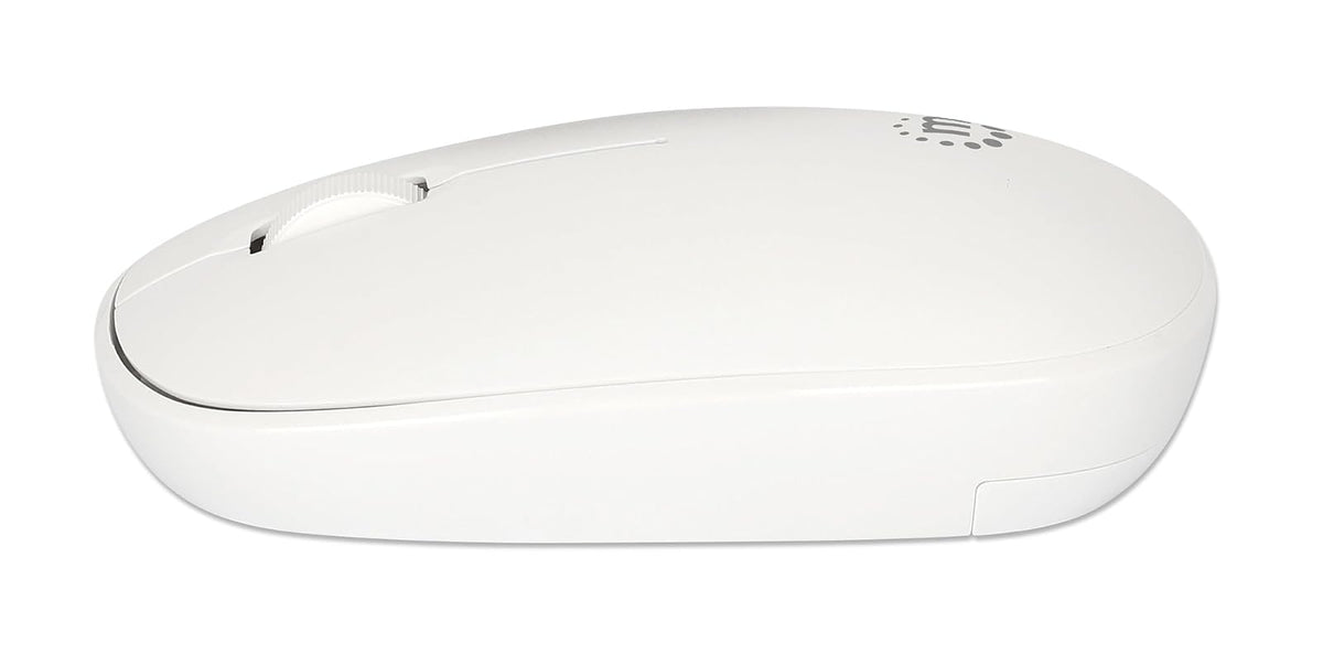 Manhattan 190329 Mouse Óptico Inalámbrico USB Blanco 1200 dpi con Nano Receptor | Mouse Ergonómico Ambidiestro para PC y Mac, Accesorios para Computadora y PC Gamer