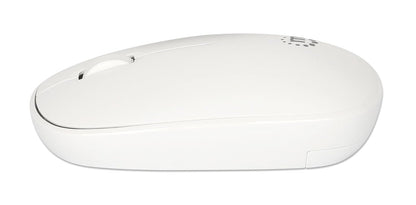 Manhattan 190329 Mouse Óptico Inalámbrico USB Blanco 1200 dpi con Nano Receptor | Mouse Ergonómico Ambidiestro para PC y Mac, Accesorios para Computadora y PC Gamer