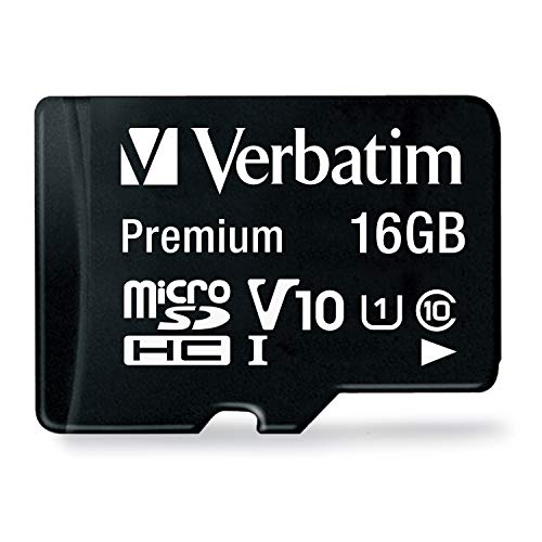 Verbatim 16 GB Premium MicroSDHC Memory Card with Adapter, Class 10 44082