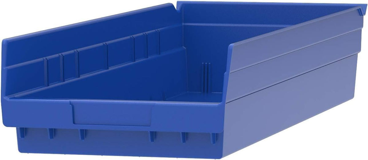 Akro-Mils 30184 24-Inch by 8-Inch by 4-Inch Plastic Nesting Shelf Bin Box, Blue, Case of 6
