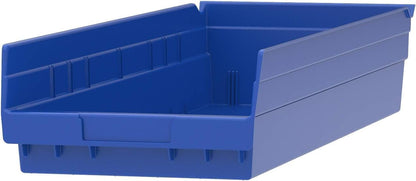 Akro-Mils 30184 24-Inch by 8-Inch by 4-Inch Plastic Nesting Shelf Bin Box, Blue, Case of 6