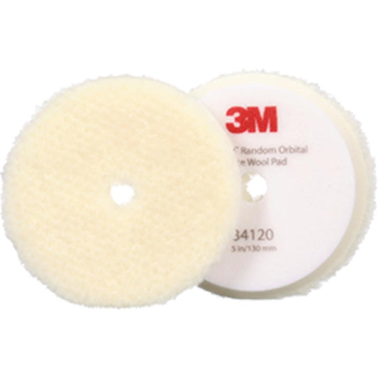 3M Perfect-It Almohadilla de Mezcla de Lana Gruesa Orbital Aleatoria 34120, 130 mm, Blanco