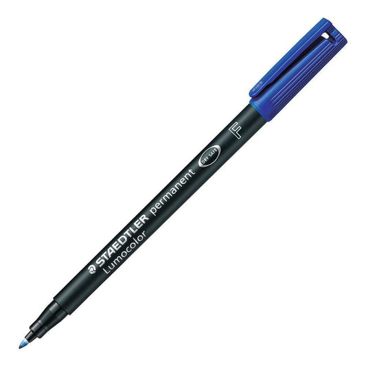 STAEDTLER 318-3 Lumocolor - Bolígrafos universales permanentes finos, color azul, paquete de 10, caja de 10 (318-3 VE)