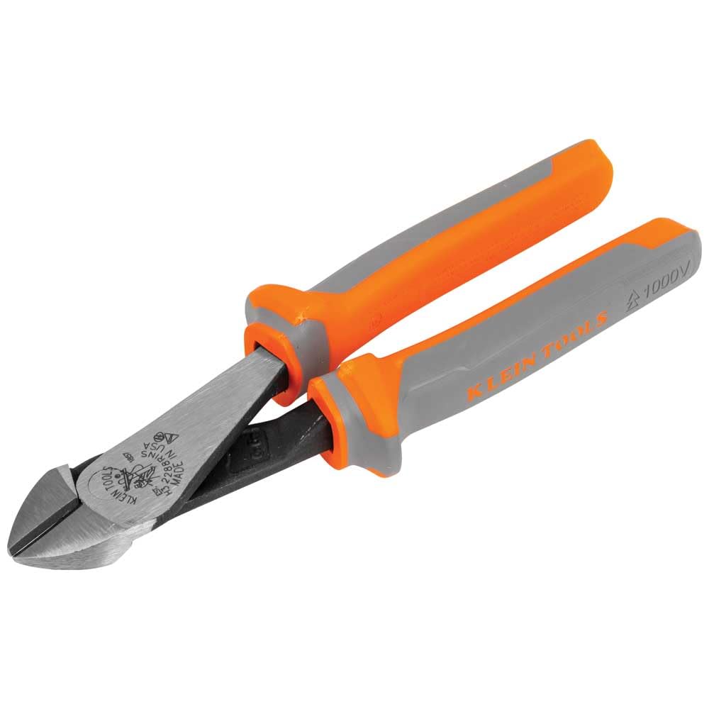 Klein Tools 2288RINS - Alicates diagonales aislados de 1000 V, fabricados en Estados Unidos, diseño de alto apalancamiento, cuchillos endurecidos por inducción, 8 pulgadas