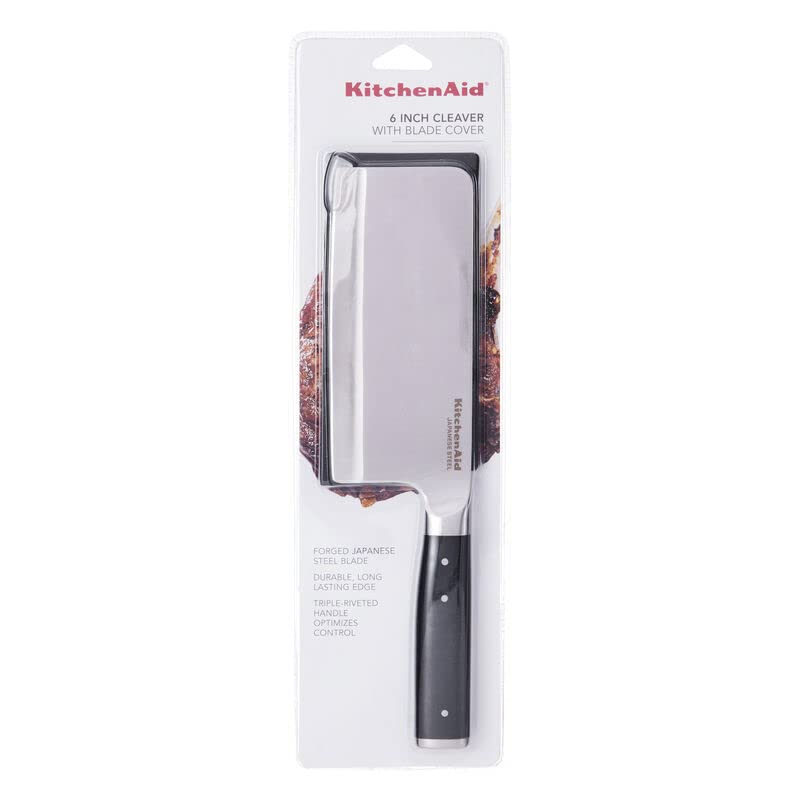 KitchenAid Gourmet Cuchillo De Carne | Negro, 6", Cuchillo Forjado, Triple Remache, Cubierta Personalizada