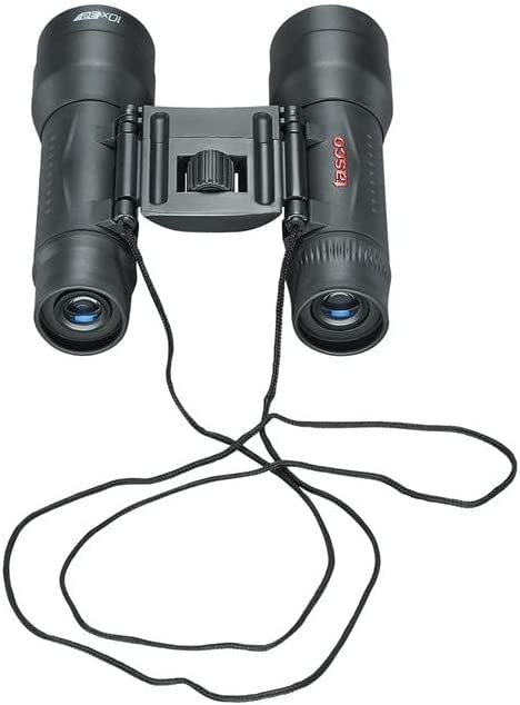 Tasco Binoculares Essentials Prisma Roof 10x32 mm Práctico y Ligero de Viaje. Binocular con Funda y Correa de Cuello. Prismáticos con Uso Multipropósito