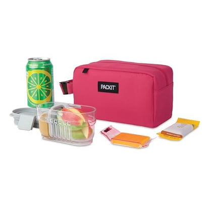 PackIt® - Caja de aperitivos congelable, magenta, construida con tecnología ECOFREEZE®, plegable, reutilizable, cierre de cierre con asa de hebilla, diseñada para aperitivos de trabajo, aperitivos