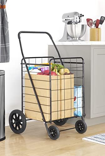 Whitmor - Carrito de compras Deluxe Rolling Utility, negro