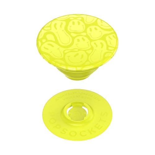 PopSockets - Empuñadura para teléfono con Soporte expandible, Agarre calcomanía, Color Amarillo y Sonriente