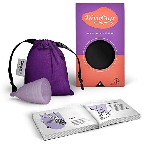 DivaCup Copa Menstrual Reutilizable Modelo 0 – 100% Silicona Médica, Hasta 12 Horas de Protección, Sin BPA ni Látex, Ecológica y Cómoda para Uso Diario