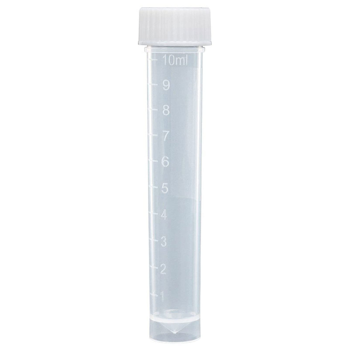 Globe Scientific 6102S - Tubos de transporte con parte inferior cónica de polipropileno moldeado con tapa de rosca de polietileno blanco, estéril, capacidad de 10 ml (caja de 500)