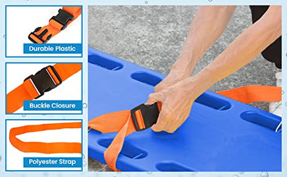 Primacare IR-5009-3 - Paquete de 3 correas para tablero de fondo, correas ajustables de inmovilización para pacientes con hebillas de liberación rápida para tablas de columna vertebral, uso médico de