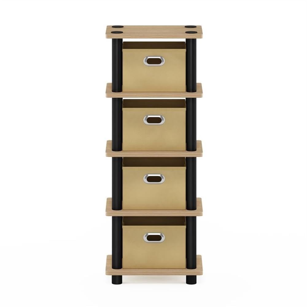 Furinno LAci Estante para Sistema de 4 Compartimentos, Roble/Negro/café Claro