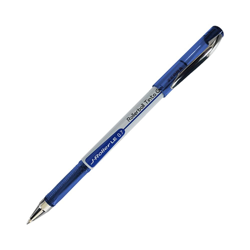 Zebra Bolígrafo De Tinta Gel J-Roller LE Punto Mediano (0.7 mm) Caja 12 Piezas Color Azul.