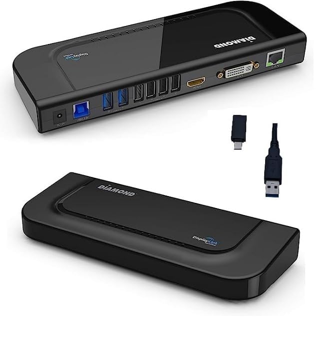 Diamond Multimedia - Estación de acoplamiento universal Ultra Dock Dual Video USB 3.0/2.0 con salidas Gigabit Ethernet, HDMI y DVI, entrada y salida de audio para portátiles, Ultrabook, Macbook, Windows 10, 8.1, 8, 7, XP, Mac OS y Android 5.0 y superior. 