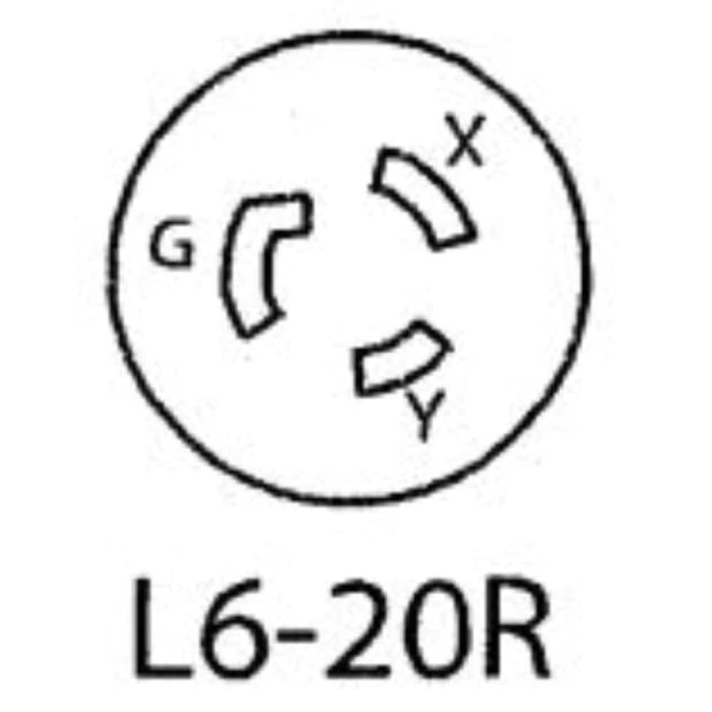 Leviton 065-02320-000 Receptáculo Media Vuelta Industrial Tierra Aislada 20A 250V 2P3H Nema L6-20R, pack of/paquete de 1
