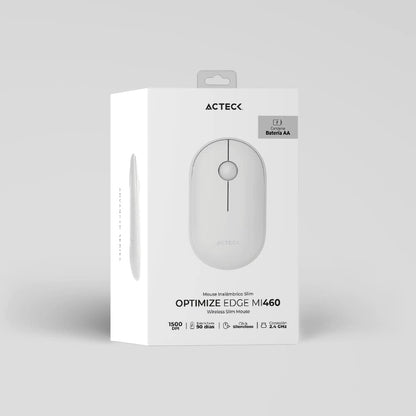 Acteck Mouse Inalambrico 2.4 GHz Optimize Edge MI460 / Diseño Delgado de 1600 dpi s 2 Botones + 1xBat AA Incluida Blanco Advanced Series