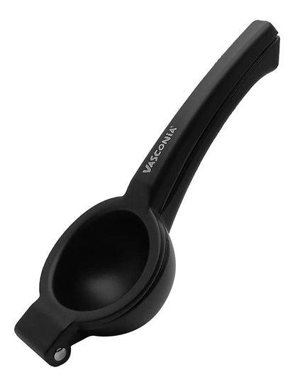 Vasconia - Exprimidor Grande de Limones Básicos Color Negro, Hecho de Aluminio Anodizado de Gran Resistencia + 4027693 Pelador en D de Frutas y Verduras, Negro, One Size