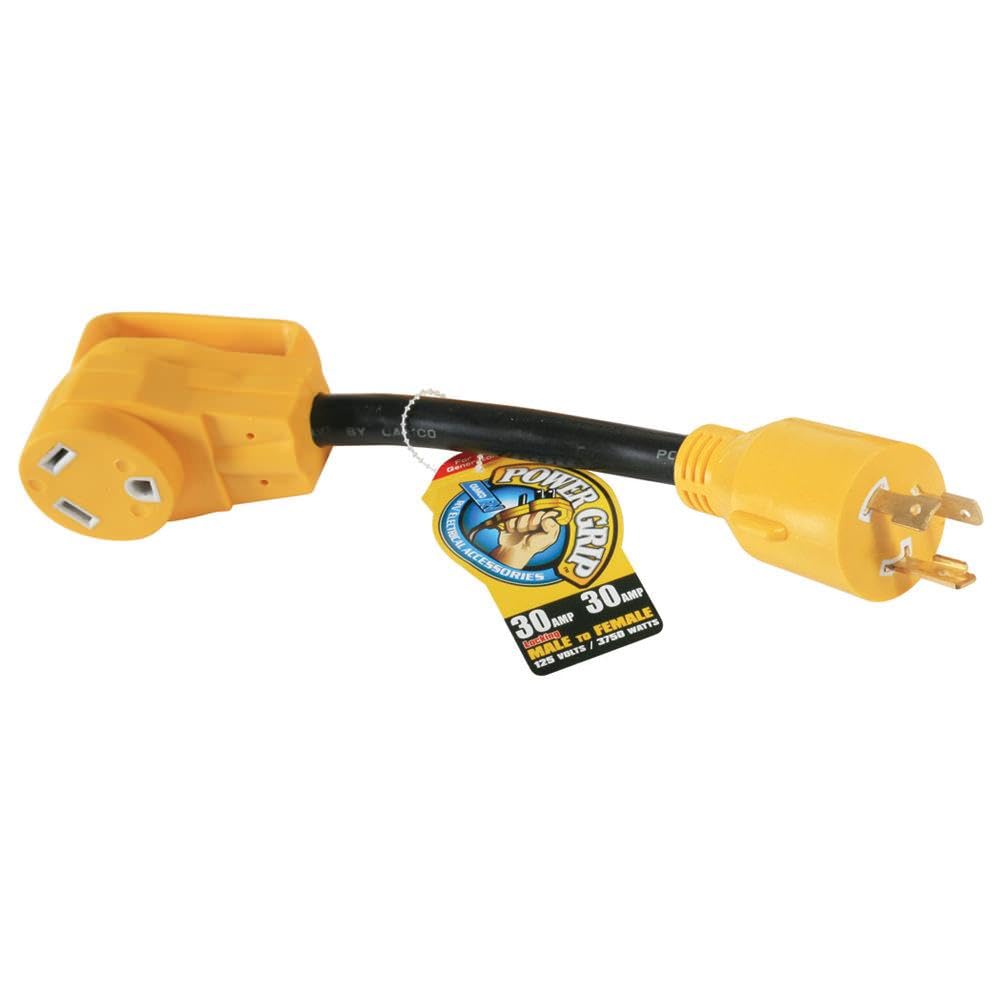 Camco Adaptador para Generador PowerGrip, 30 Amperios - Una talla - 3 puntas