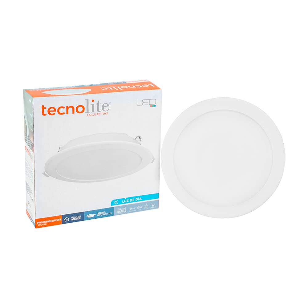 Tecnolite Lámpara LED Empotrable Downlight 9 W, Luz de Día - Blanco