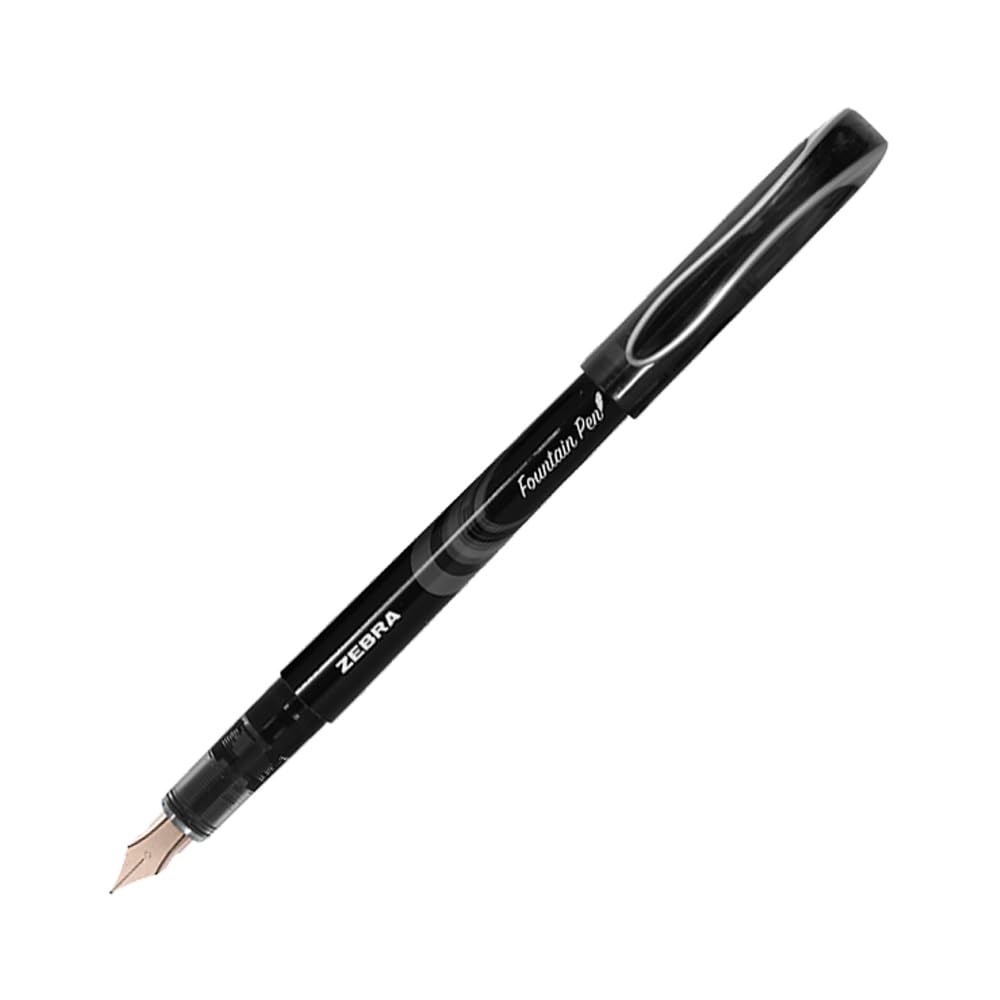 Zebra Pluma Fuente Desechable Z-Fountain Pen Tinta Líquida Caja 12 Piezas Color Negro.