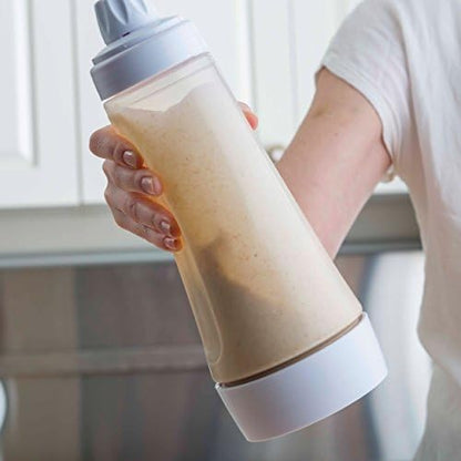 Whiskware - Botella para panqueques, dispensador de masa y mezclador con | Sin ensuciar, apto para lavaplatos, mezcla de ingredientes mientras agitas | Cocina | Camping | Mezclador de masa de gofres