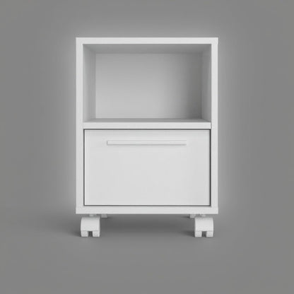 Midtown Concept Mesa Lateral de Noche, Mesita Auxiliar de Madera, Estilo Minimalista, Color Blanco