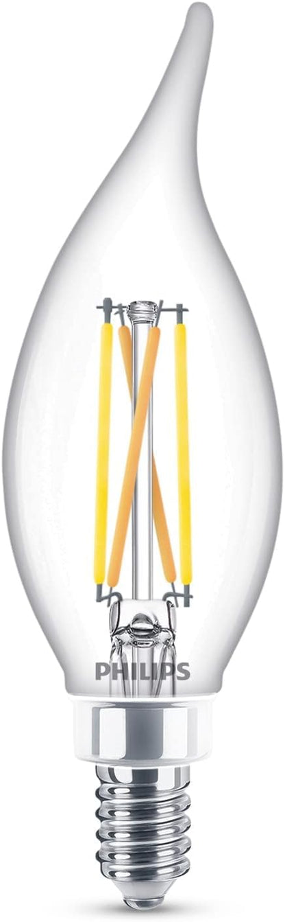Philips - Bombillas LED BA11 para candelabro - 3 unidades de 25 W, LED, Blanco suave, 185 lúmenes, Base E12, Atenuable, Bajo consumo de energía