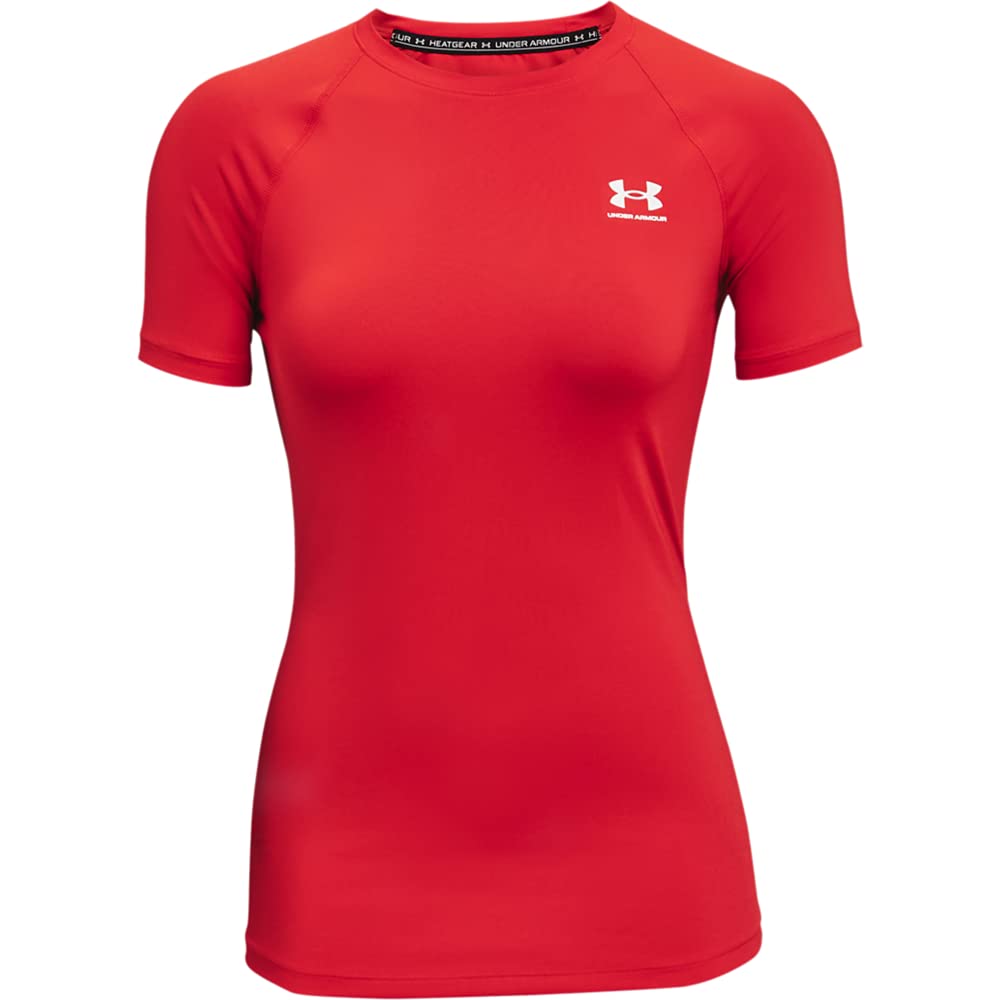 Under Armour Heatgear Playera de Compresión Manga Corta Mujer - Rojo (600) - Blanco - G