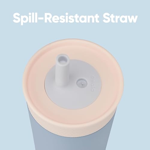 Owala - Vaso aislante de acero inoxidable para niños, con popote flexible resistente a derrames, fácil de limpiar, botella de agua para niños, ideal para viajes, apto para lavaplatos, 12 onzas, color