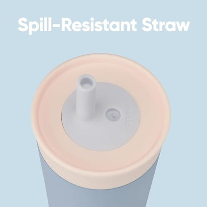 Owala - Vaso aislante de acero inoxidable para niños, con popote flexible resistente a derrames, fácil de limpiar, botella de agua para niños, ideal para viajes, apto para lavaplatos, 12 onzas, color