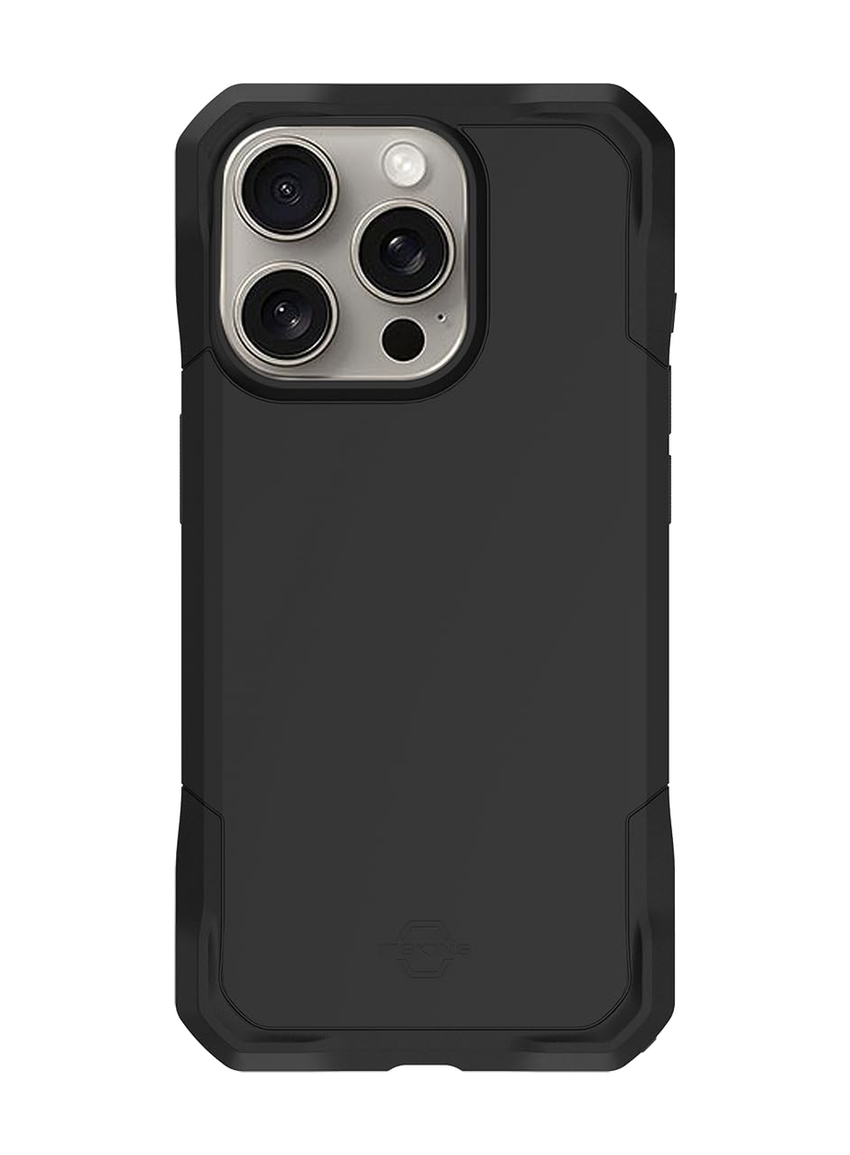 ItSkins Armor R Solid Funda con MagSafe Compatible con iPhone 15 Pro, Protección Caídas 3m, Bordes Elevados, Tecnología Antimicrobiana - Negro