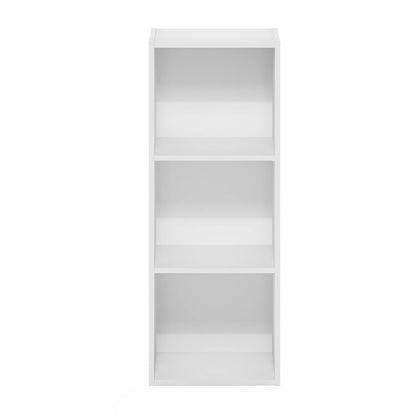 Furinno Pasir Estantería Abierta de 3 Niveles sin Herramientas, Blanco | 22,86 x 30,48 x 81,28 cm, para sala de estar, dormitorio, oficina en casa