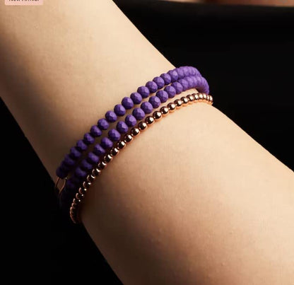 Alex and Ani Accents - Pulsera expandible con cuentas para mujer, brillo mate, cuentas violetas, acabado rosa antiguo rafaélico, 2 a 3.5 pulgadas, Una talla, Cobre