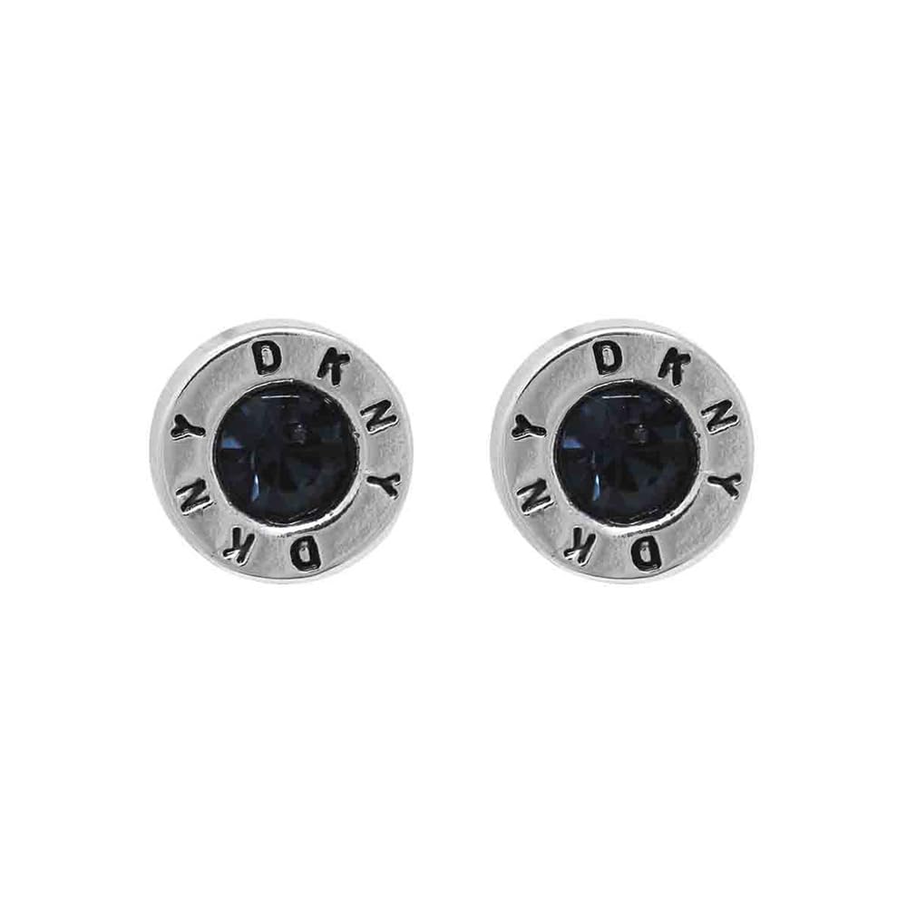 DKNY Aretes Plata Boton | Plata, pequeño, cristal azul, para mujer