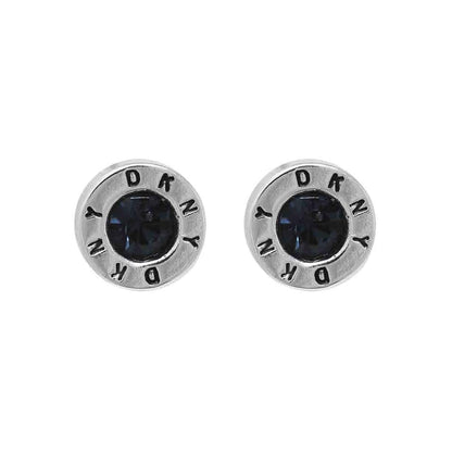 DKNY Aretes Plata Boton | Plata, pequeño, cristal azul, para mujer