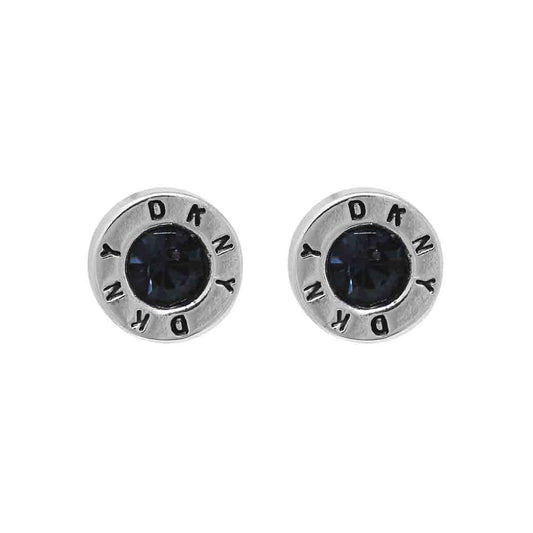DKNY Aretes Plata Boton | Plata, pequeño, cristal azul, para mujer