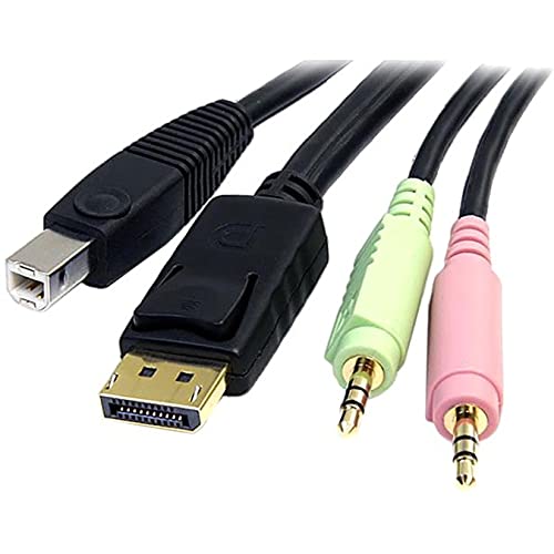 StarTech.com DP4N1USB6 6 Feet 4-in-1 USB DisplayPort KVM Switch Cable with Audio and Microphone