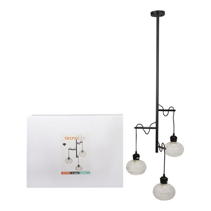 Tecnolite Lampara Colgante Aluminio Negro/Cristal 25.5W 100V 180CTL8403MVCT, Grande