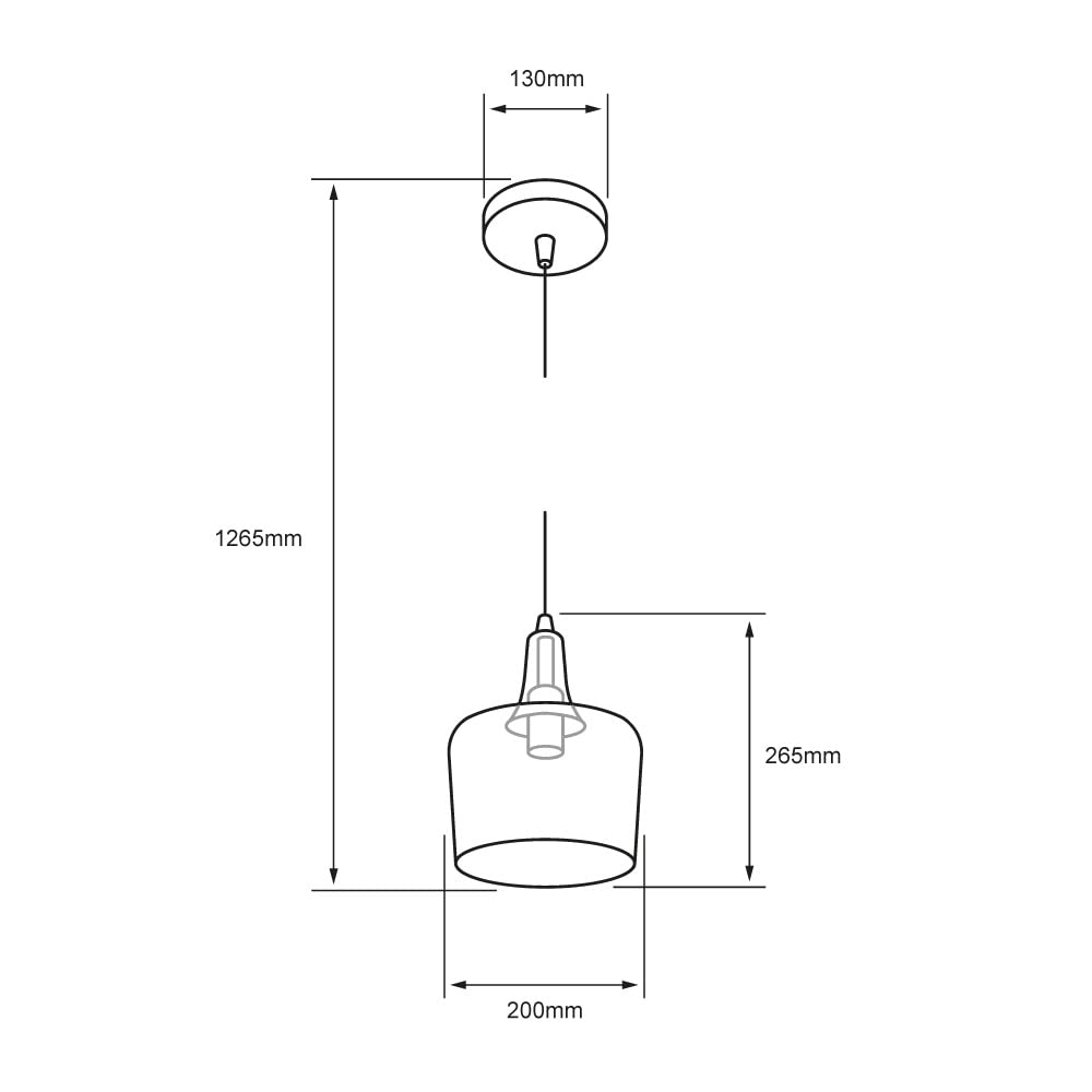 Tecnolite Lámpara Colgante de Cristal 1.26 m de Altura, Potencia Máx. 60 W, 1 Base E27, No incluye foco