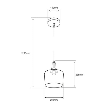 Tecnolite Lámpara Colgante de Cristal 1.26 m de Altura, Potencia Máx. 60 W, 1 Base E27, No incluye foco