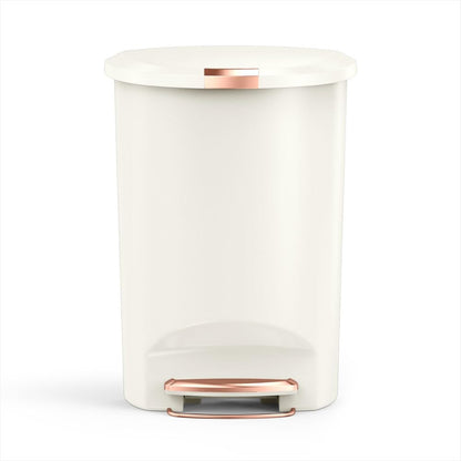 simplehuman Bote de Basura de Cocina Semicircular 50 L con Pedal - Crema