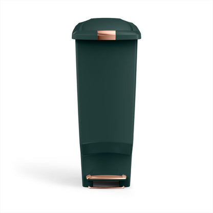simplehuman Bote de Basura Cocina Slim, 40L con Pedal de Acero Duradero, Tapa con Seguro Antimascotas, Color Hunter - Hunter