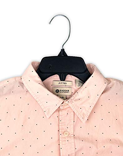 HangOn Recycled Plastic with Notches Shirt Hangers 17 Inch Black 25 Pack
