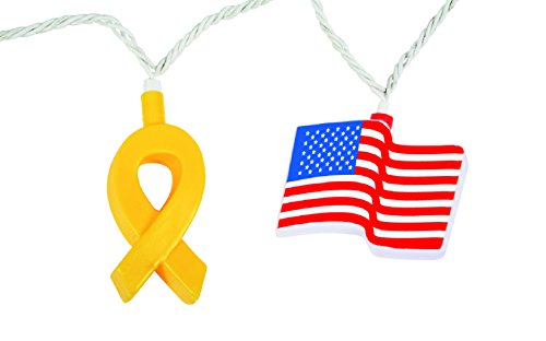 Camco 42657 Luces de Fiesta con Cinta Amarilla y Bandera patriótica