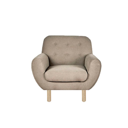 Sochic Sillón Individual Tapizado Azul Madera Sólida - Grande - Hueso