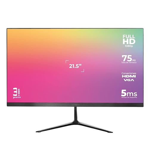 Monitor Led Panel VA de 21.5" Captive Vivid SP215 / Full HD 1080p 75Hz 5ms 1xVGA + 1xHDMI 1.4 + Vesa 75x75mm Advanced Series