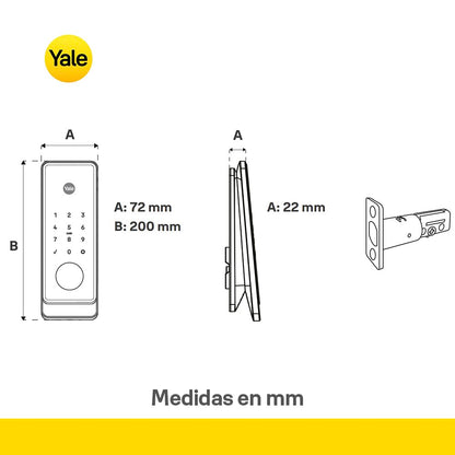 Yale Cerradura Inteligente Biométrica Tipo Jaladera Gemini Mini Con Hub Wifi | Huella Dactilar, Código, Tarjeta, App y Llave | Negro |Para Puertas de Madera y Metal